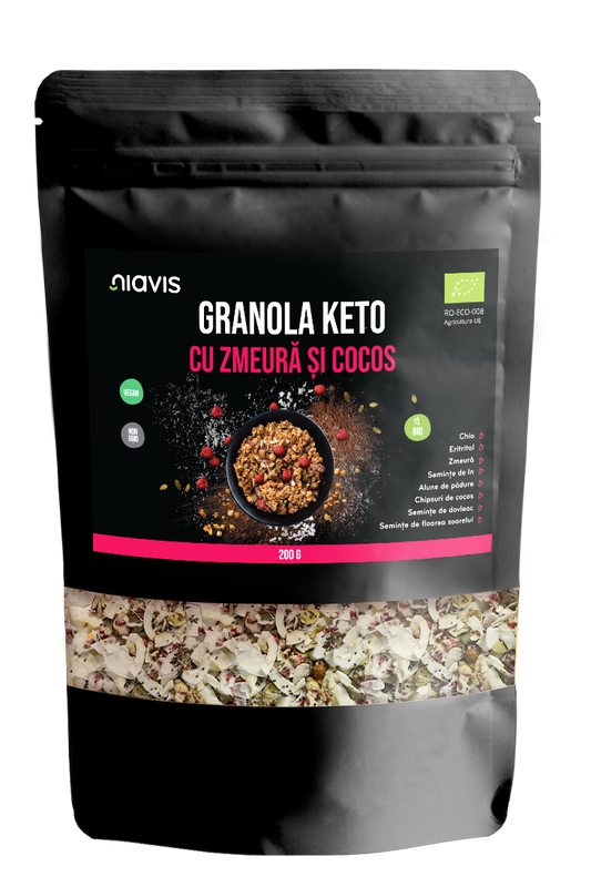 Granola Keto cu Zmeura si Cocos Ecologica/BIO 200g